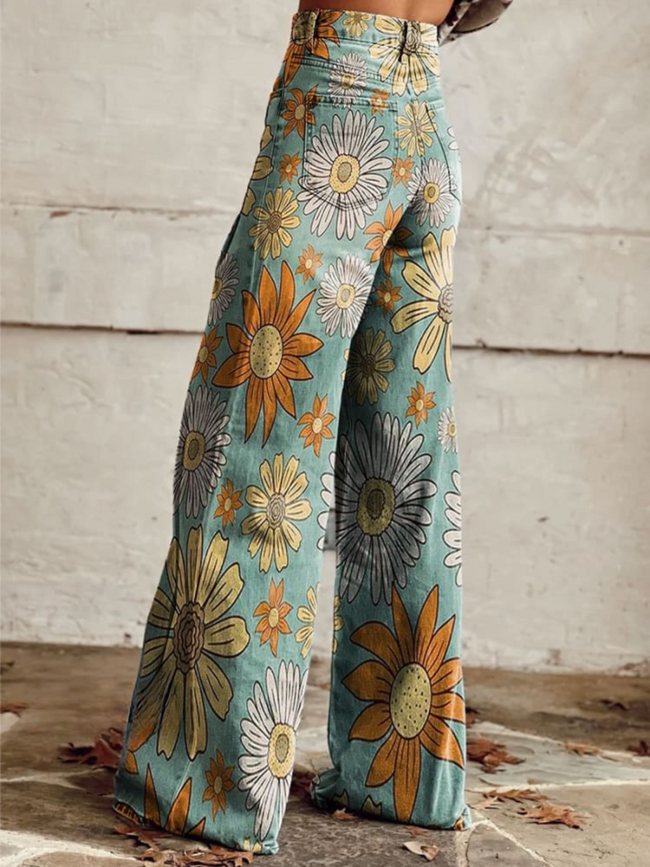 Celia - Pantalones Anchos Florales