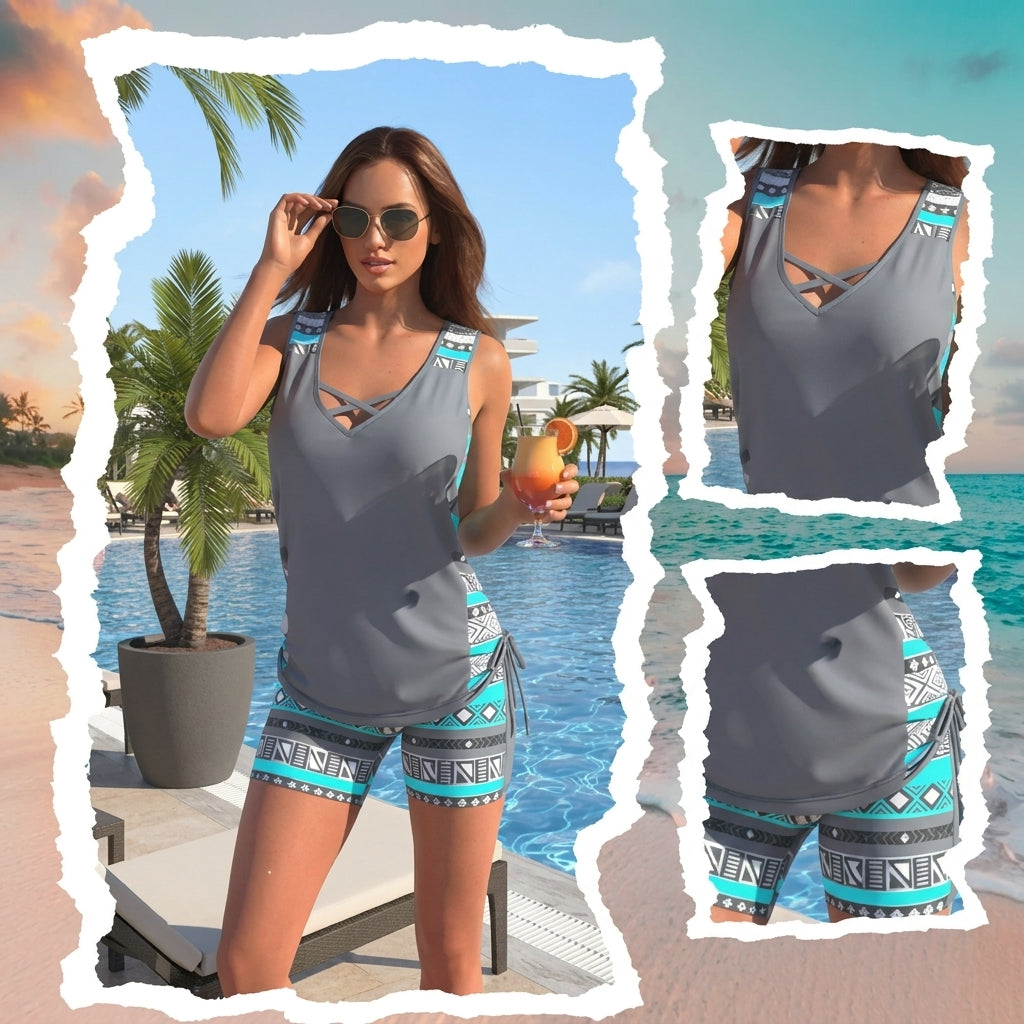 Lara - Tankini estampado con short