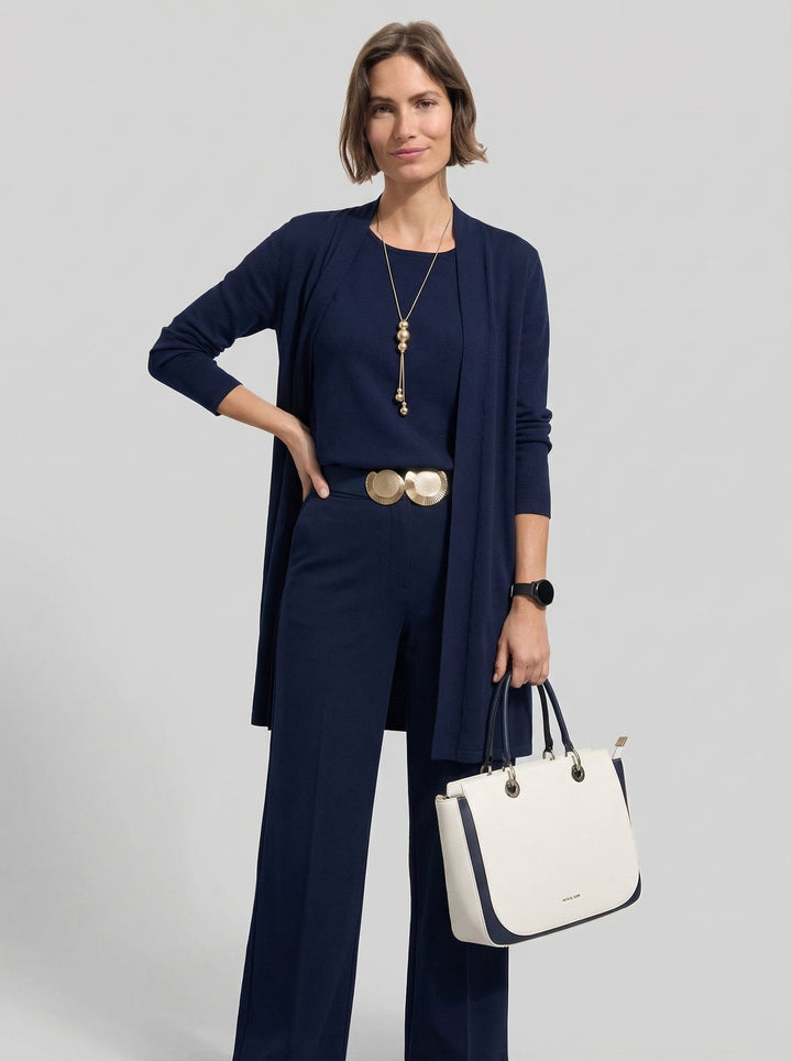 Conjunto Elena -  cárdigan largo, top y pantalón.