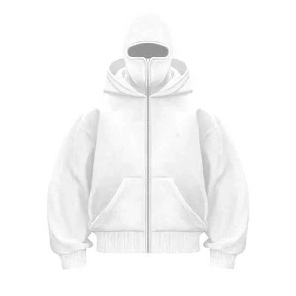 Hættetrøje med gennemgående lynlås