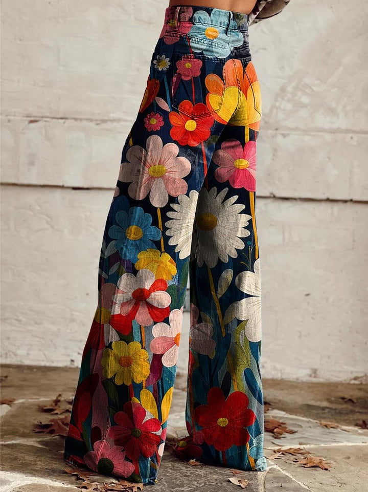 Erlea - Pantalones Anchos Florales