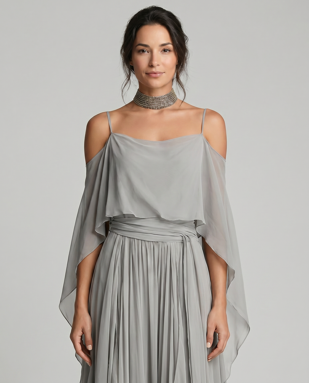 Isabela | Conjunto fluido gris con top de tirantes y pantalón ligero