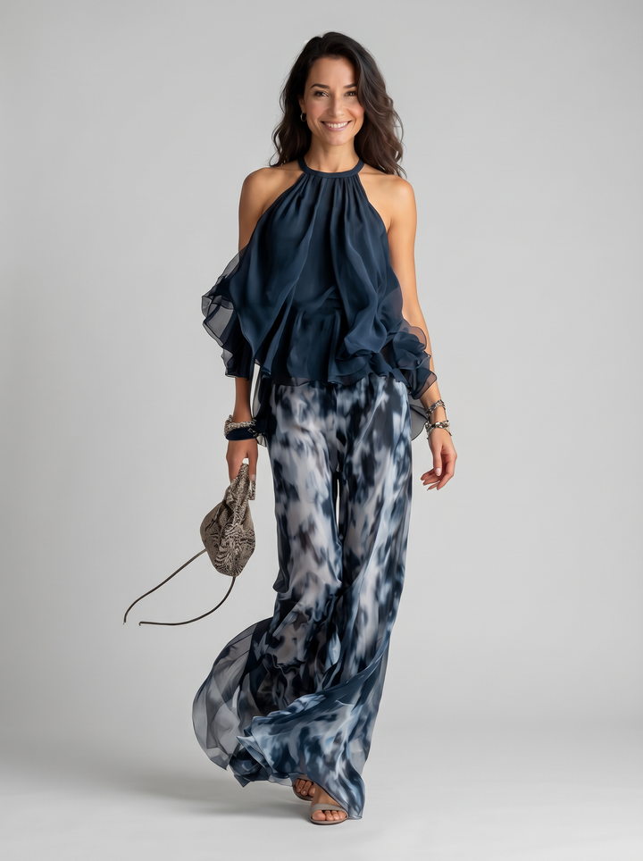 Élise | Conjunto elegante y ligero con top fluido y pantalones anchos